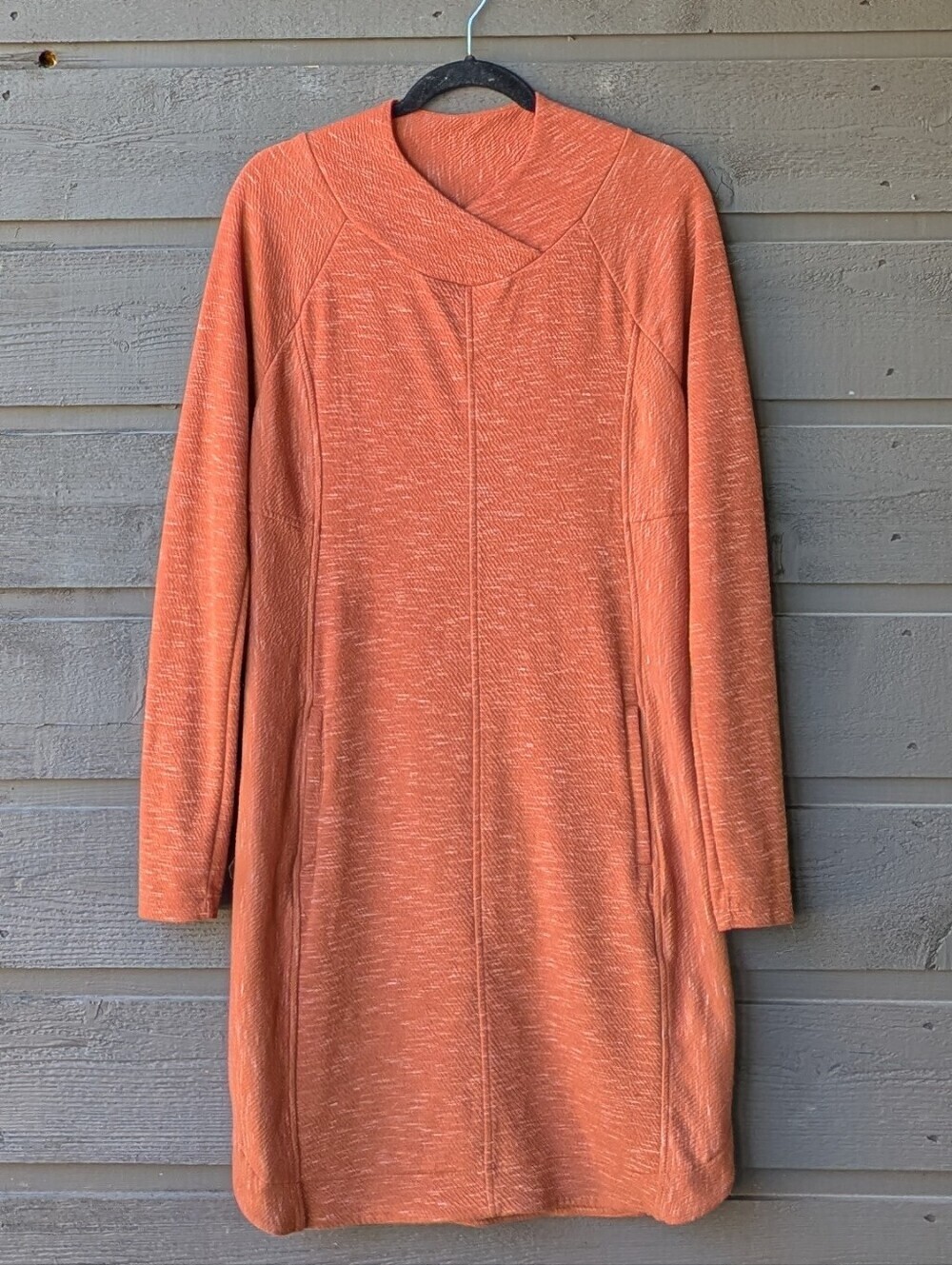 Prana Sindri Dress Ceder Orange Size Small Long Sleeve Zipper Pockets
